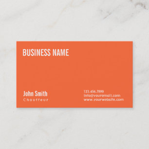 Simple Plain Orange Chauffeur Business Card