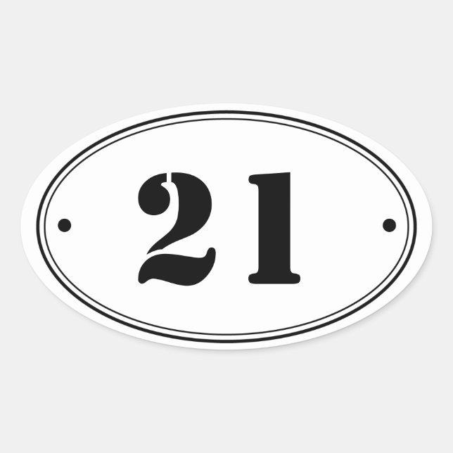 Simple Plain Oval Number Stickers (Front)