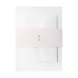 Simple Plain Pale Blush Solid Background Monogram Invitation Belly Band