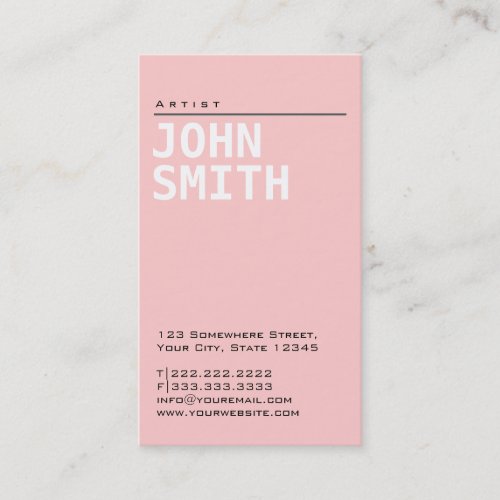 Simple Plain Pink Artist Business Card