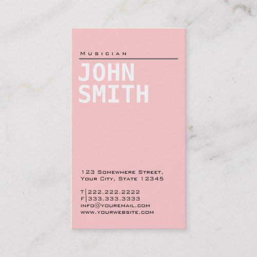 Simple Plain Pink Musician Business Card