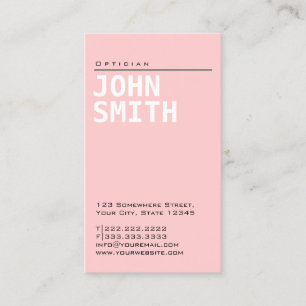 Simple Plain Pink Optician Business Card