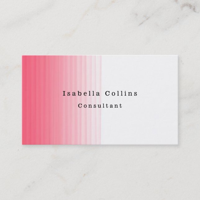 Simple Plain Pink White Minimalist Creative Modern Business Card (Front)