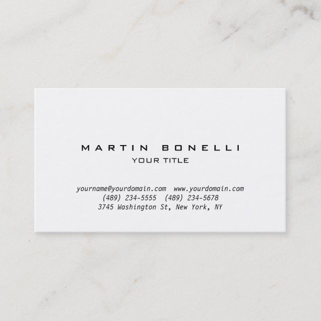 Simple Plain Professional Business Card (Front)