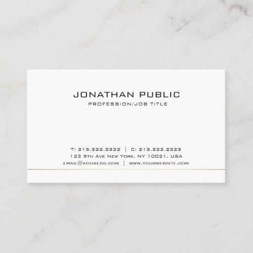 Simple Plain Professional Elegant White Modern Business Card