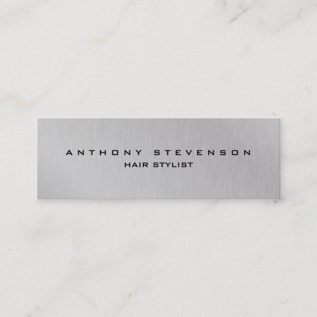 Simple Plain Professional Hair Stylist Grey Mini Business Card (Front)