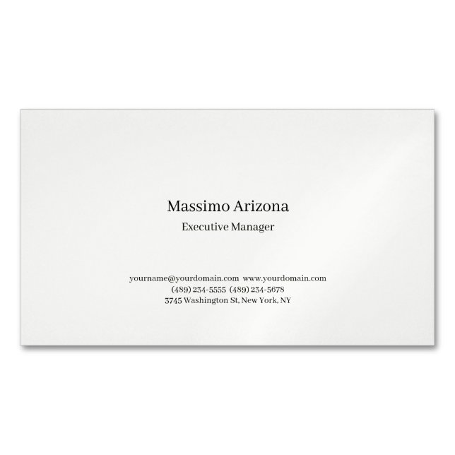 Simple Plain Professional Modern Minimailst Business Card Magnet (Front)