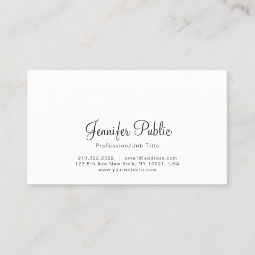 Simple Plain Professional Modern White Elegant Business Card
