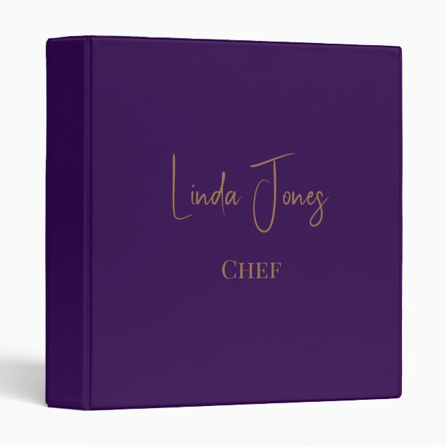 Simple plain purple 3 ring binder (Front/Spine)