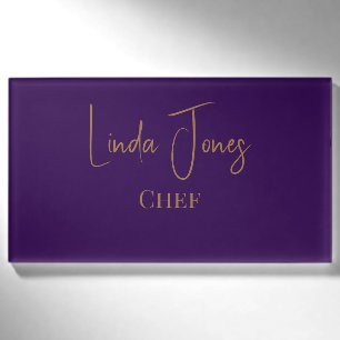 Simple plain purple name tag