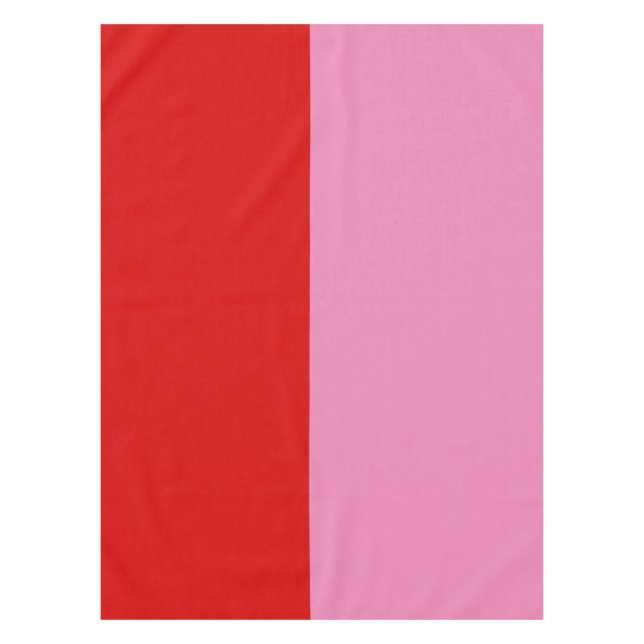 Simple Plain Red and Pink Colorblock Party Tablecloth (Front)
