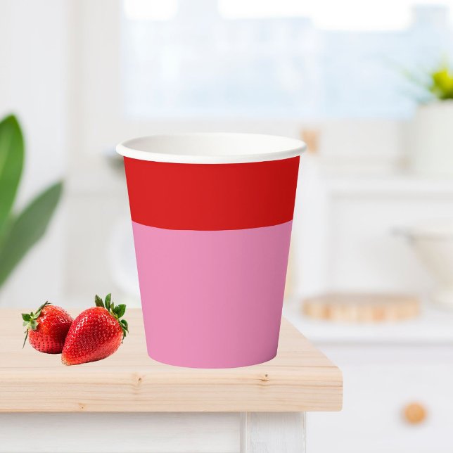 Simple Plain Red and Pink Party Celebration Paper Cups (Creator Uploaded)