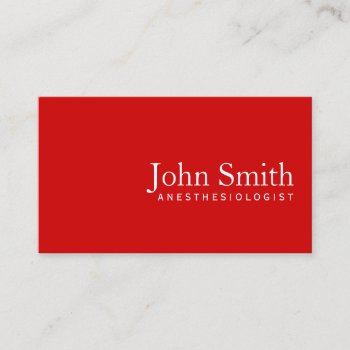 Simple Plain Red Anesthesiologist Business Card by cardfactory at Zazzle