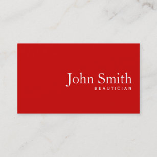 Simple Plain Red Beautician Business Card