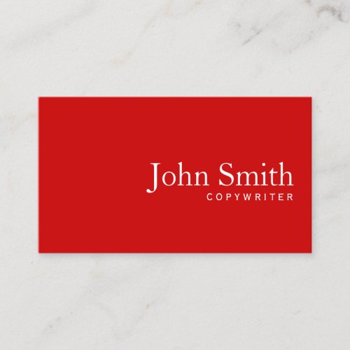 Simple Plain Red Copywriter Business Card