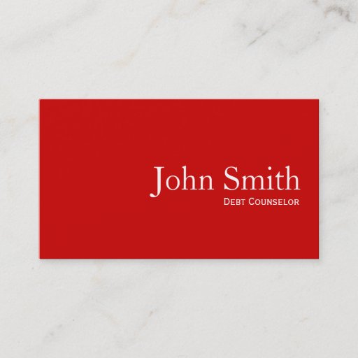 Customizable Simple Plain Red Debt Counselor Business Card