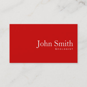 Simple Plain Red Geologist Business Card