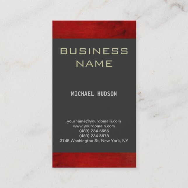 Simple Plain Red Gray Consultant Business Card (Front)