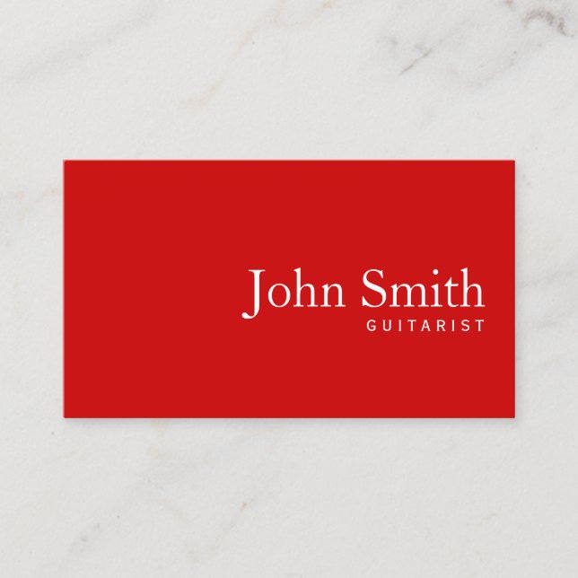 Simple Plain Red Guitarist Business Card (Front)