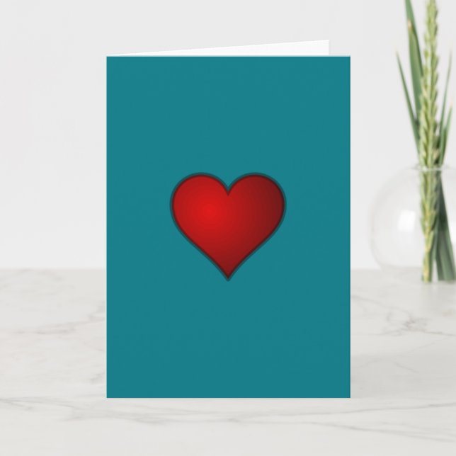 Simple Plain Red Heart Blank Inside Holiday Card (Front)