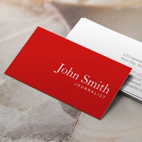 Simple Plain Red Journalist Business Card