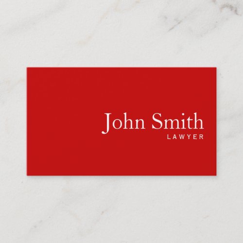 Simple Plain Red Lawyer Business Card