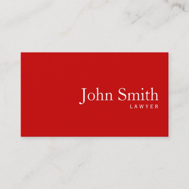 Simple Plain Red Lawyer Business Card (Front)