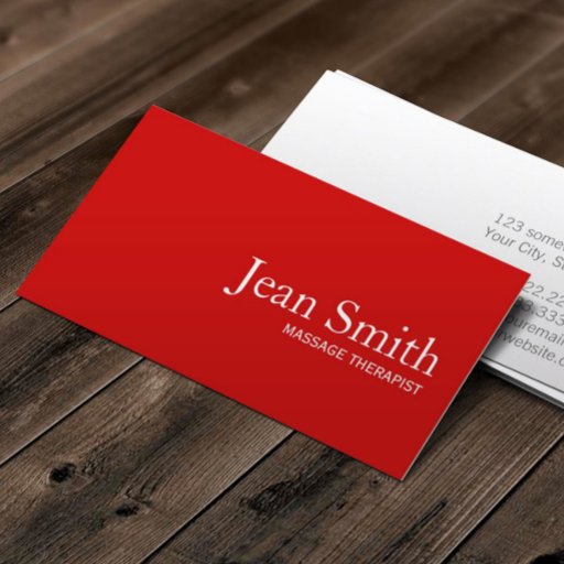 Customizable Simple Plain Red Massage Therapist Business Card