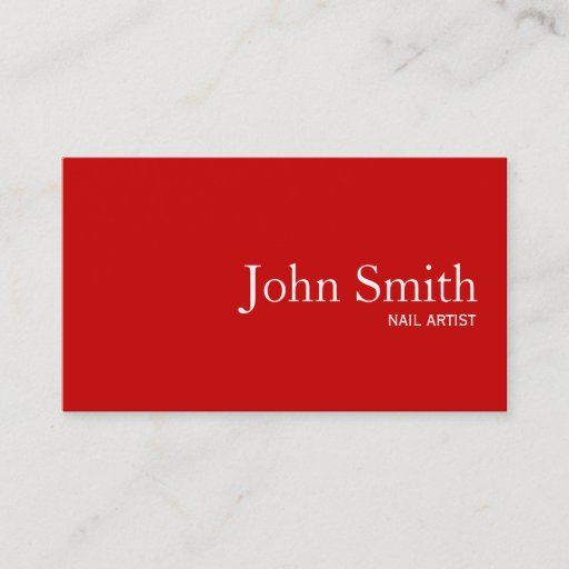 Customizable Simple Plain Red Nail Art Business Card
