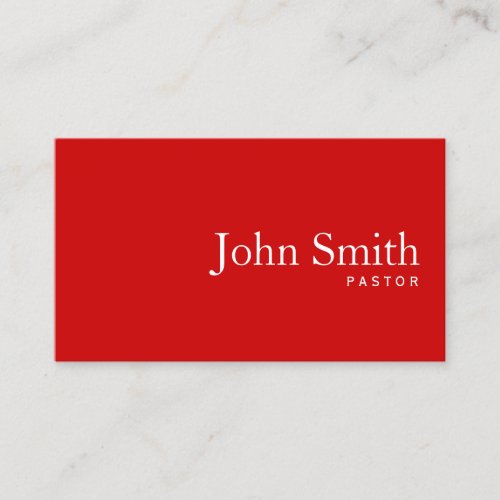 Simple Plain Red Pastor Business Card