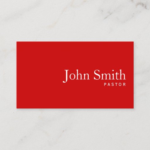 Customizable Simple Plain Red Pastor Business Card