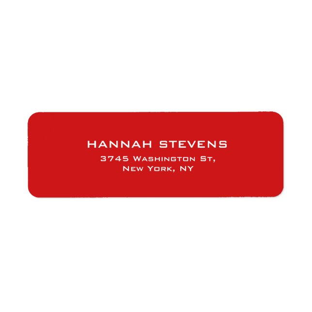 Simple Plain Red Professional Elegant Modern Label (Front)