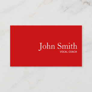 Simple Plain Red Vocal Coach Business Card