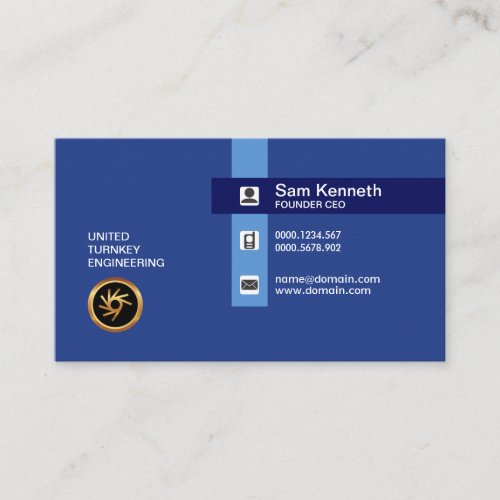 Simple Plain Retro Blue Shades Founder CEO Business Card