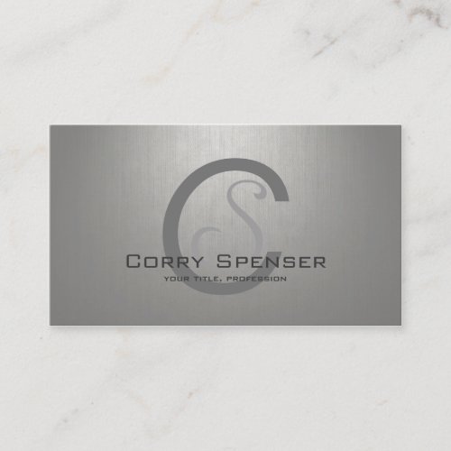 Simple Plain Silver Custom Monogram Card Business Card