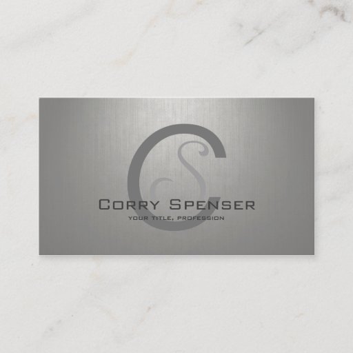 Customizable Simple Plain Silver Custom Monogram Card Business Card