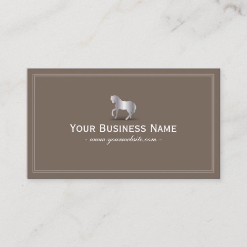 Simple Plain Silver Horse Business Card (Brown)