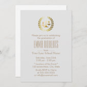 Simple Plain Silver Law School Graduation Invitation (Front/Back)