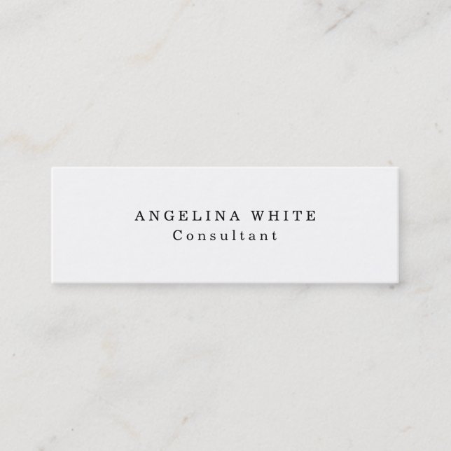 Simple Plain Skinny White Professional Creative Mini Business Card (Front)