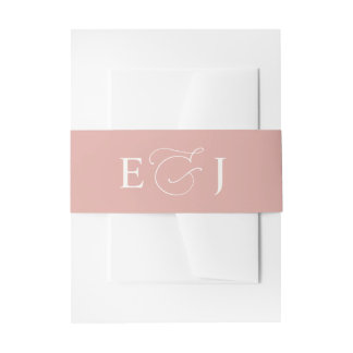 Simple Plain Solid Blush Pink Wedding Invitation Belly Band