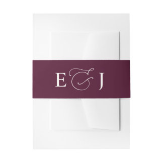 Simple Plain Solid Burgundy Wedding Invitation Belly Band
