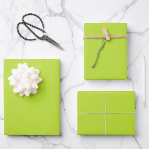 Simple plain solid color bright acid green lime wrapping paper sheets