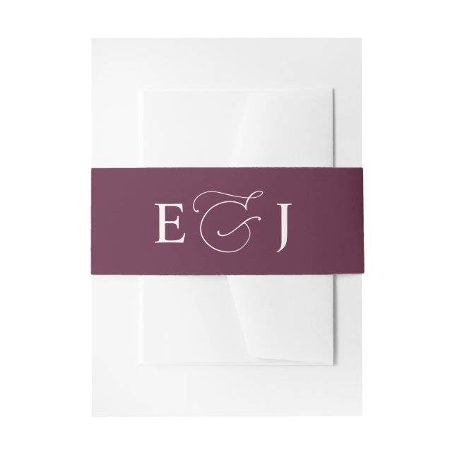 Simple Plain Solid Plum Wedding Invitation Belly Band (Front Example)