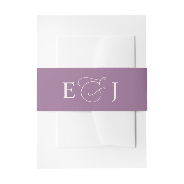 Simple Plain Solid Purple Wedding Invitation Belly Band (Front Example)