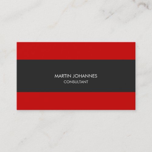 Simple Plain Stylish Grey Red Business Card