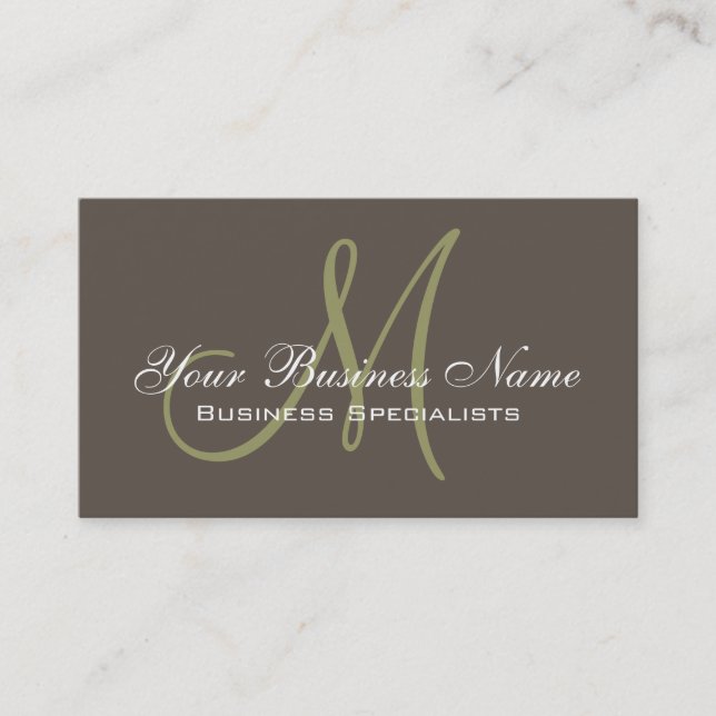 Simple Plain Taupe Green Business Card (Front)