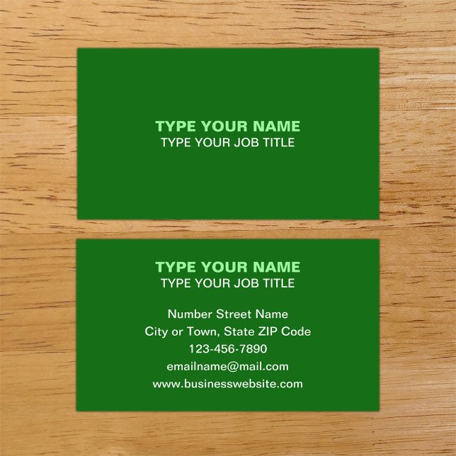 Simple Plain Texts Design Green Calling Card (Plain texts design green calling card.)
