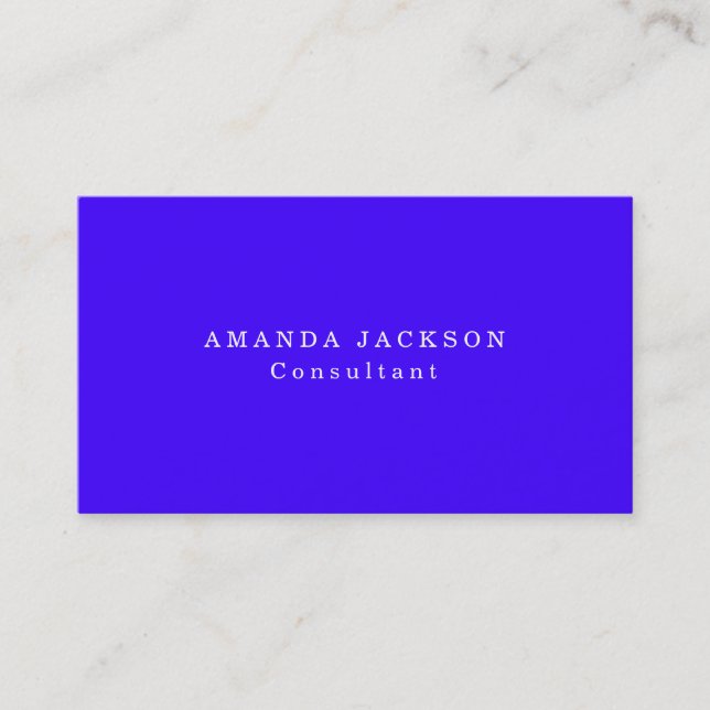 Simple Plain Ultramarine Blue Color Professional Business Card (Front)