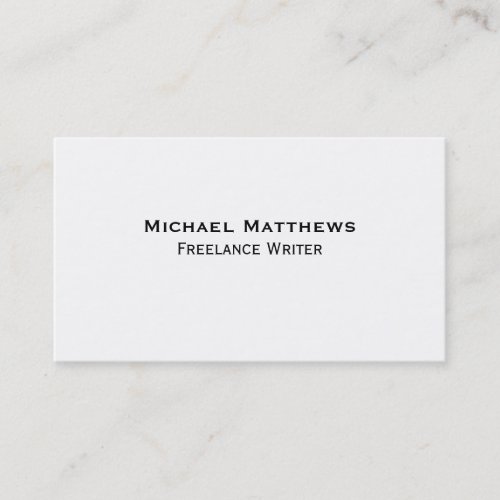Simple Plain Unadorned Black and White Custom Business Cards