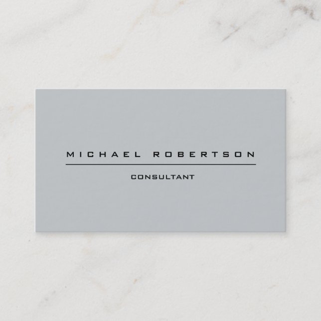 Simple Plain Unique Special Grey Business Card (Front)